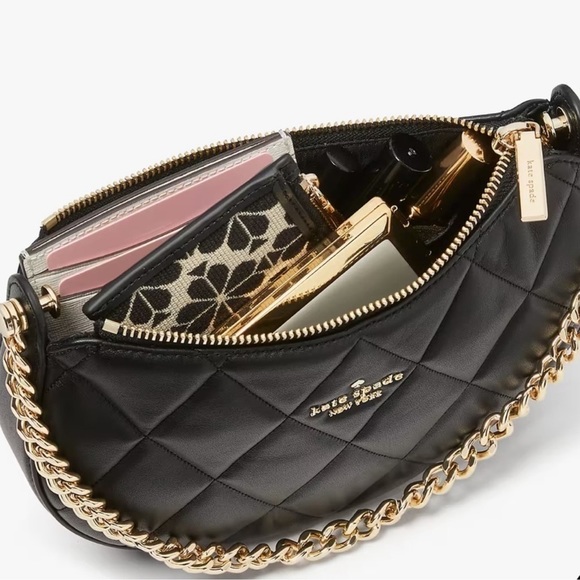 Kate Spade Carey Zip Top Crossbody Bag Black/Gold - Picture 12 of 15